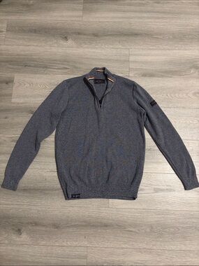 Ted Smith Men's Zip-Neck Sweater in Charcoal Gray